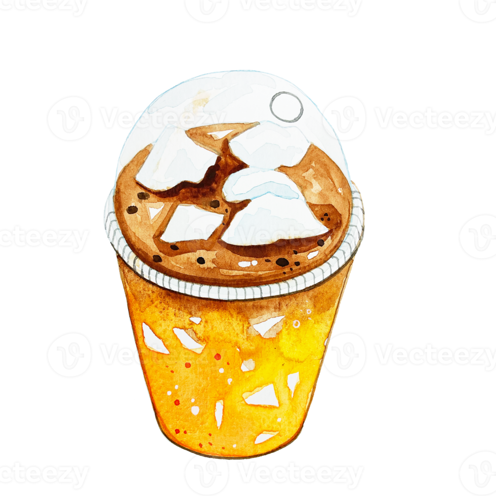 espresso laranja aquarela png