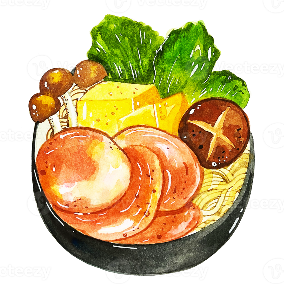 Japanese food watercolor Japanese sukiyaki png