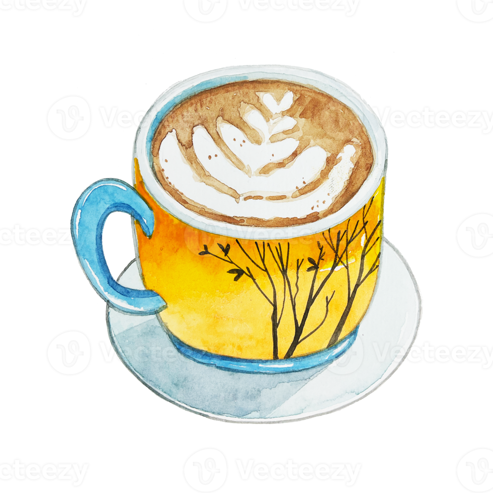 vattenfärg kaffe latte png