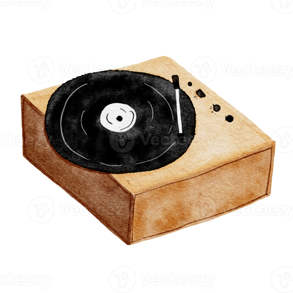 Watercolor boho tape recorder png
