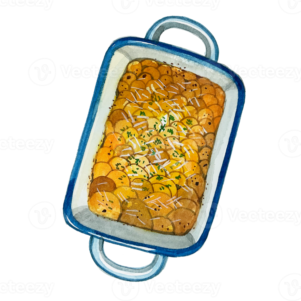 waterverf Japans voedsel gratin png