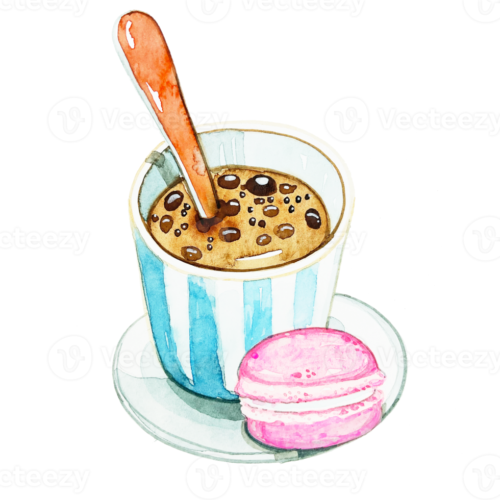 waterverf espresso macarons png