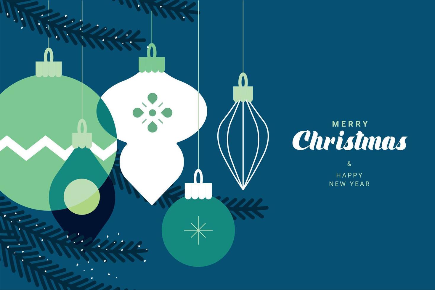 feliz navidad y feliz año nuevo tarjeta de felicitación. concepto de ilustración vectorial para fondo, tarjeta de felicitación, tarjeta de invitación de fiesta, banner de sitio web, banner de redes sociales, material de marketing. vector