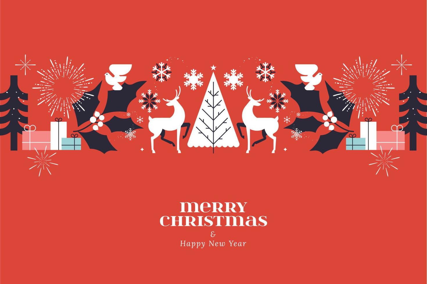 Merry Christmas and Happy New Year. Vector illustration for background, greeting card, party invitation card, website banner, social media banner, marketing material.