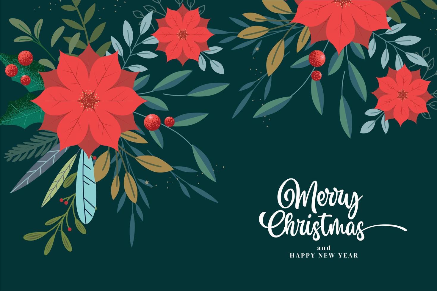 Merry Christmas and Happy New Year greeting card template. Vector illustration for posters, banners, backgrounds, social media, greeting cards.