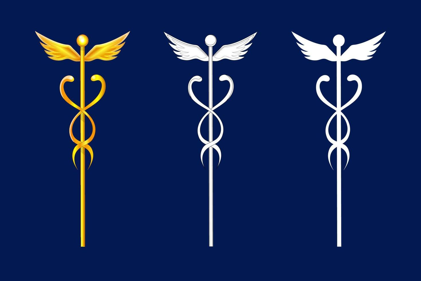 Caduceus, Winged Wand With Serpents, of Hermes, Mercury, Greek or Roman God of Commerce. Trade Symbol vector