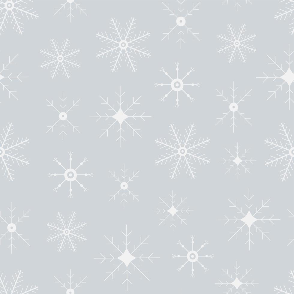 Seamless pattern of snowflakes. Hand drawn winter background. Doodle Christmas snowflakes vector print