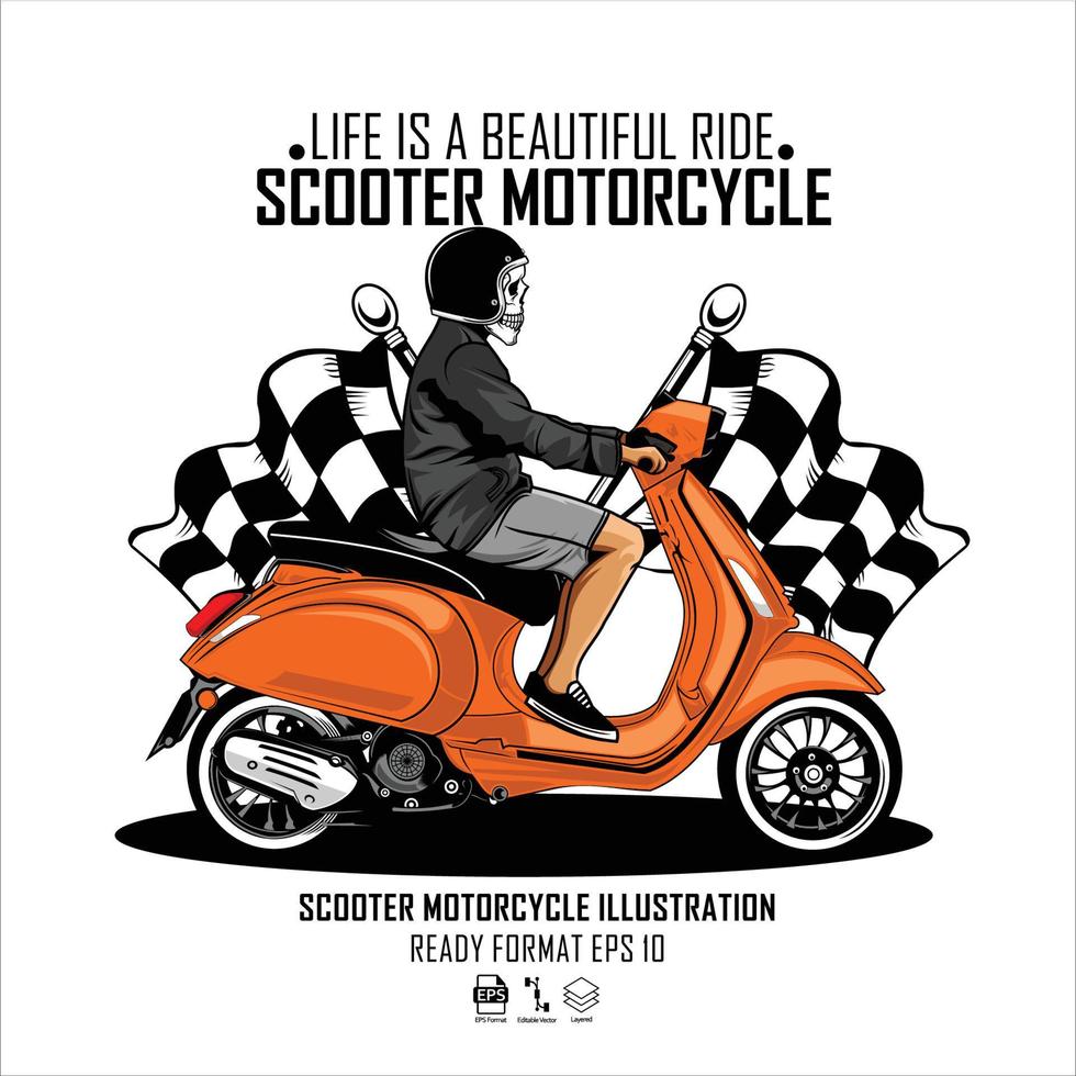 ilustración de motocicleta scooter con un fondo blanco vector