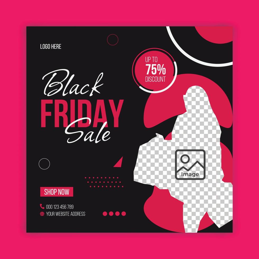 Black friday sale banner design template, black friday social media banner template vector