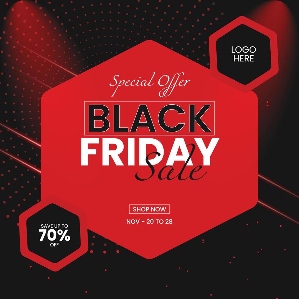 Black friday sale banner design template, black friday social media banner template vector