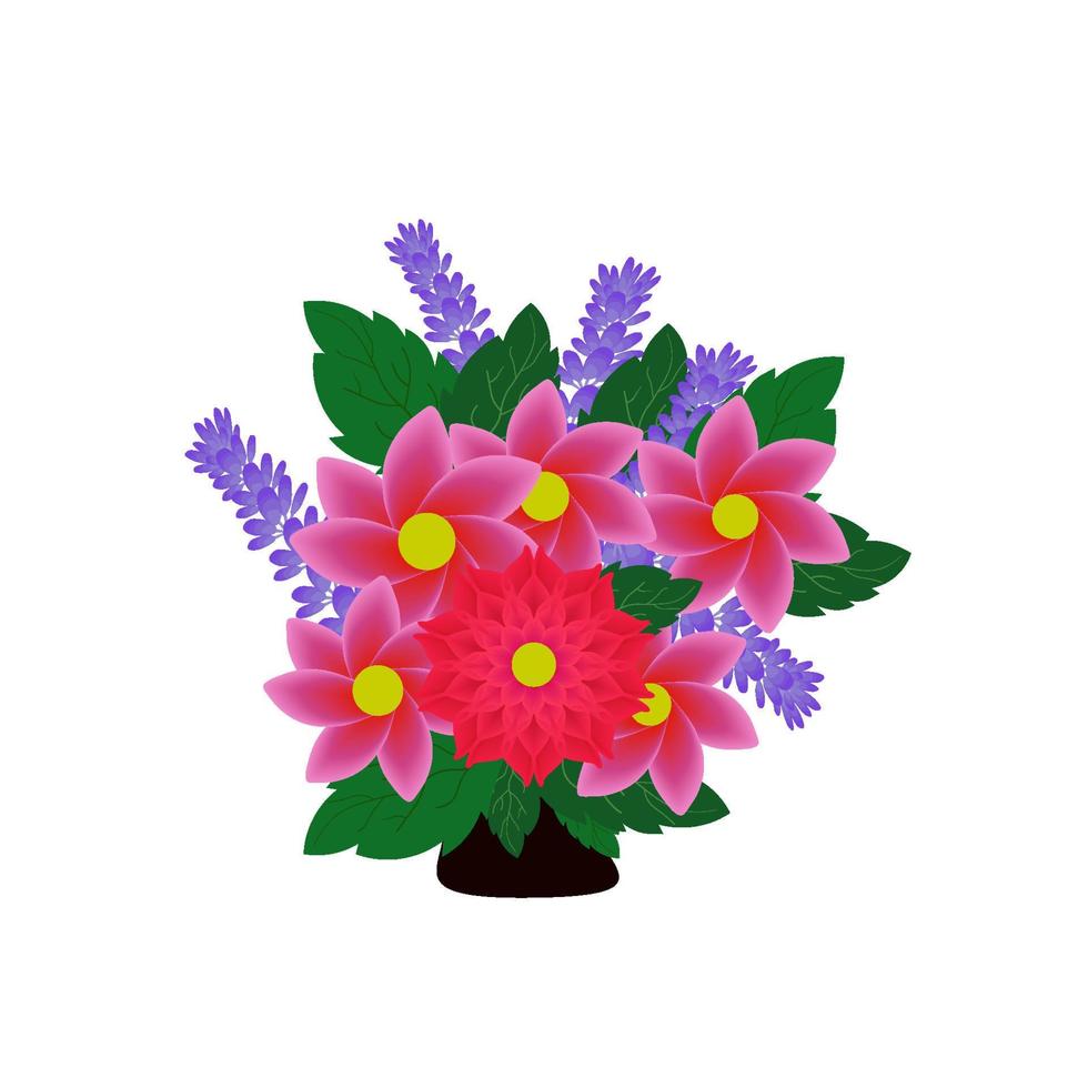 Flowers brunch bouquet. flat floral vector garden vector illustration