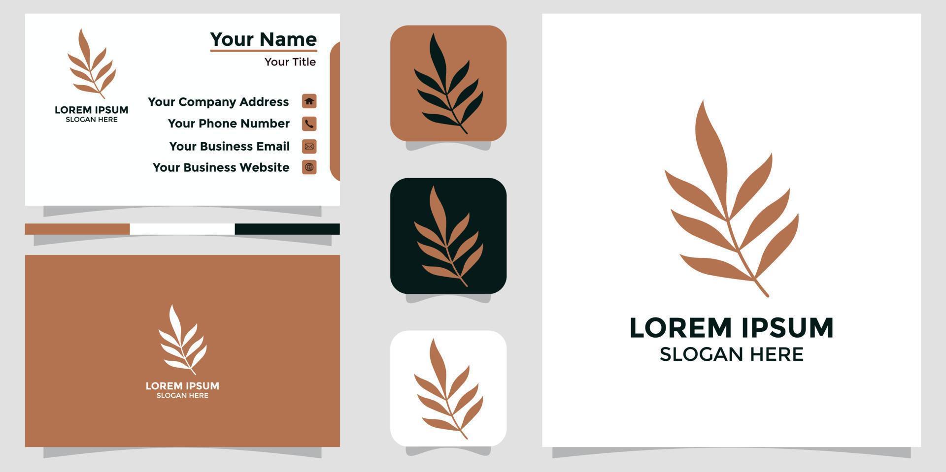 leaf design logo and branding card vector