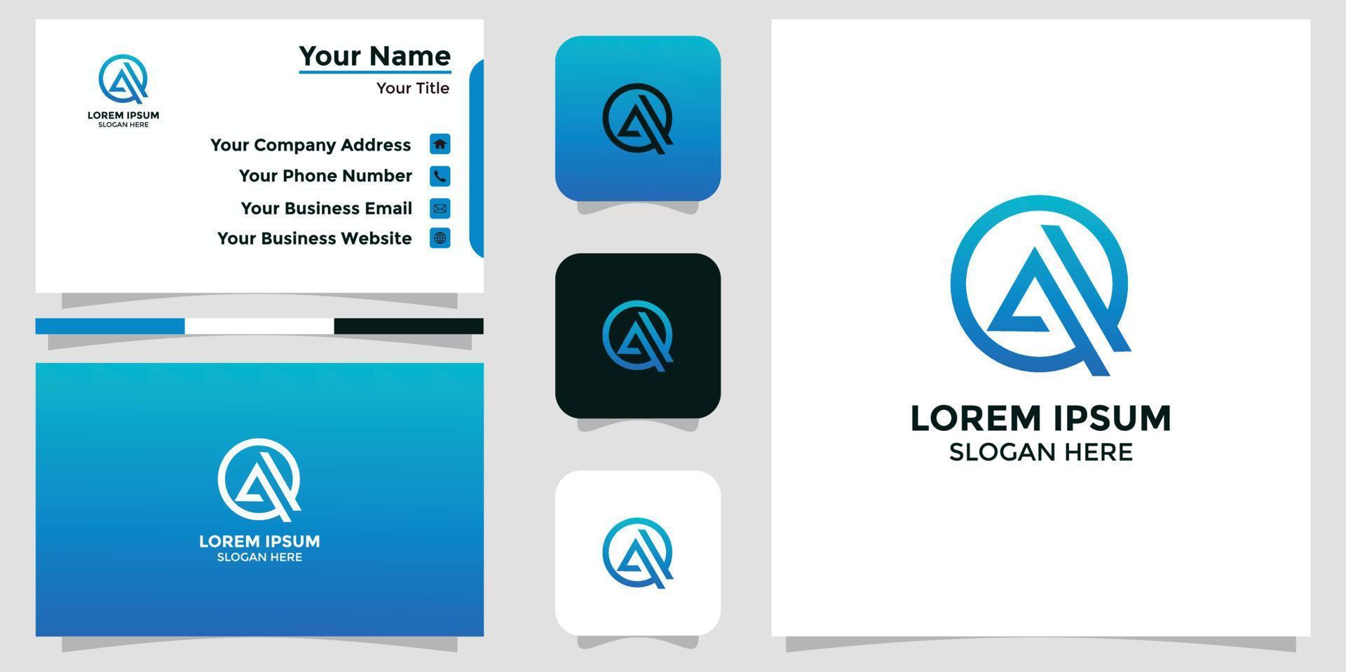 technology letter A design logo and branding card vector