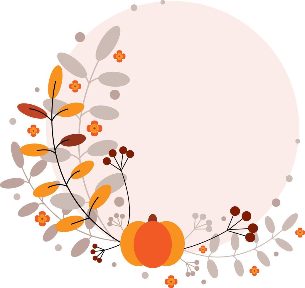 Floral background. Frame with pumpkin. vector