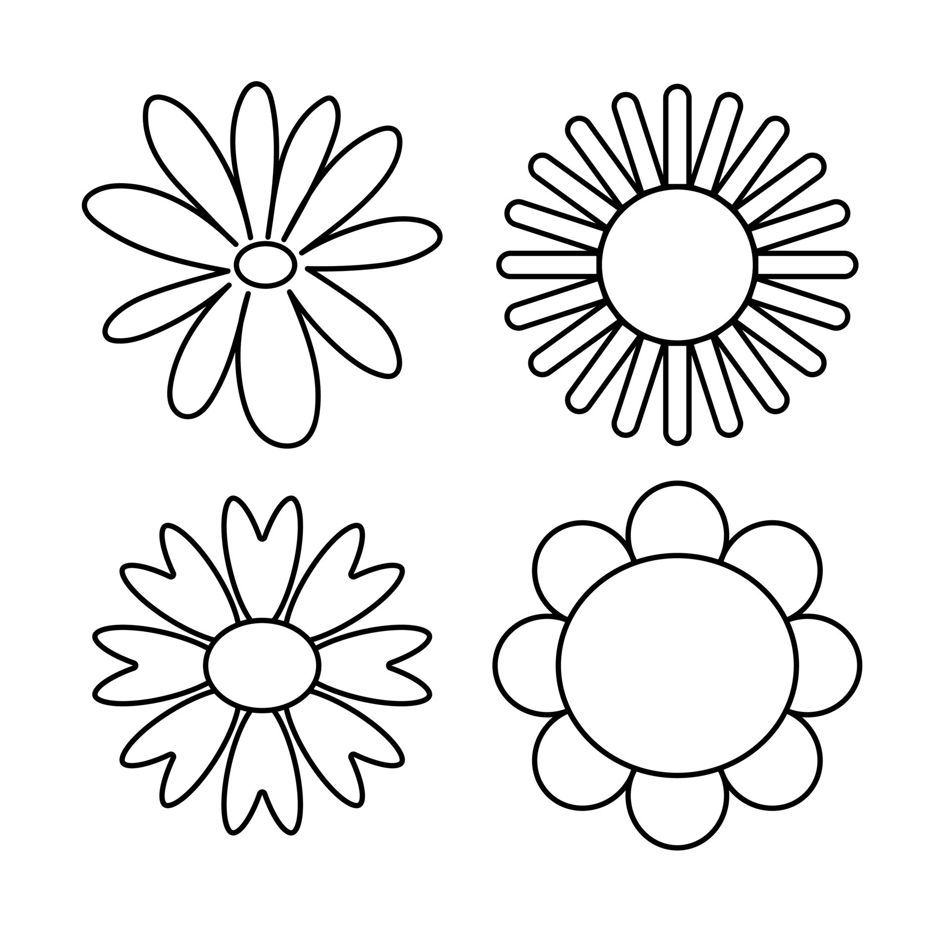 Flowers Icon Hand Drawn Simple Black