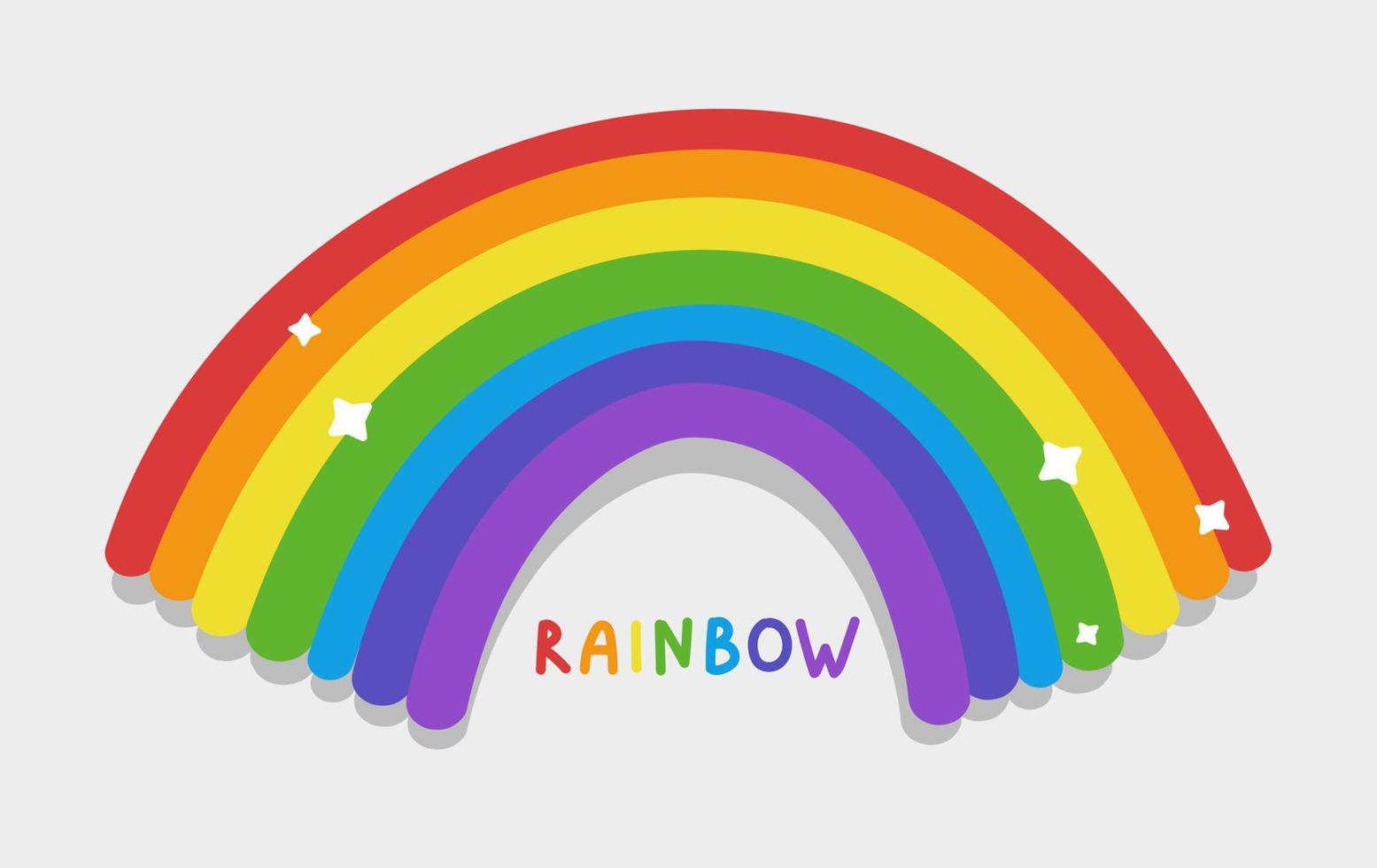 Rainbow arc shape, half circle, bright spectrum colors, colorful striped pattern. Vector illustration.