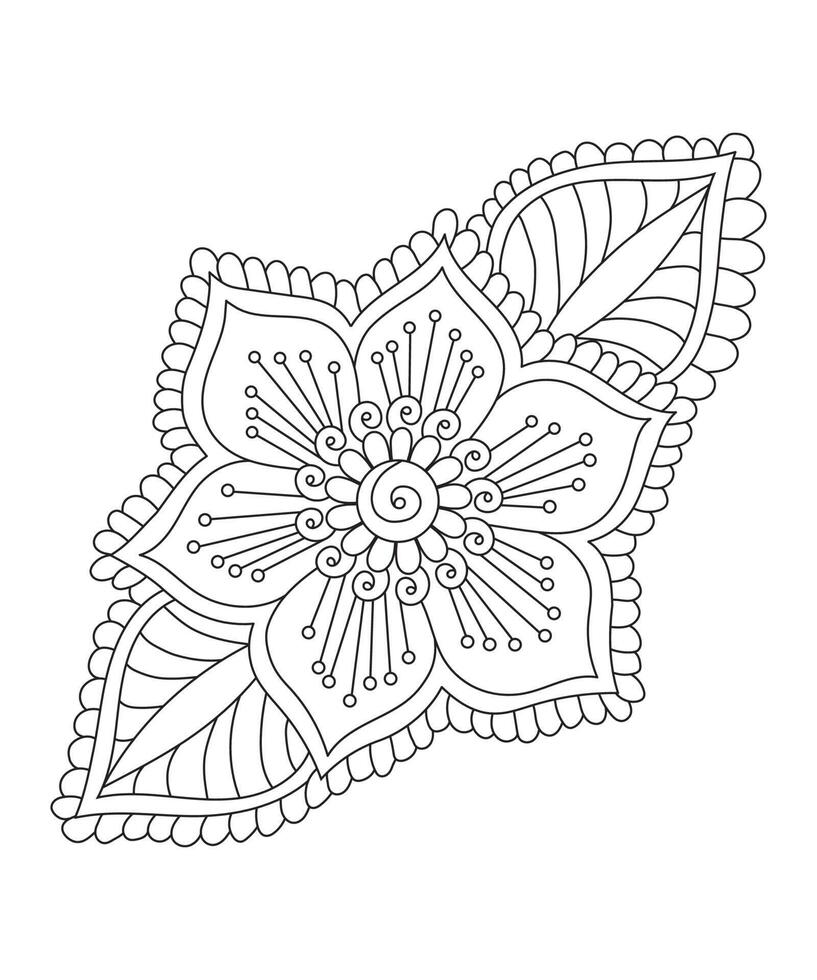 patrón de flor mehndi para dibujo de henna para página para colorear de adultos vector