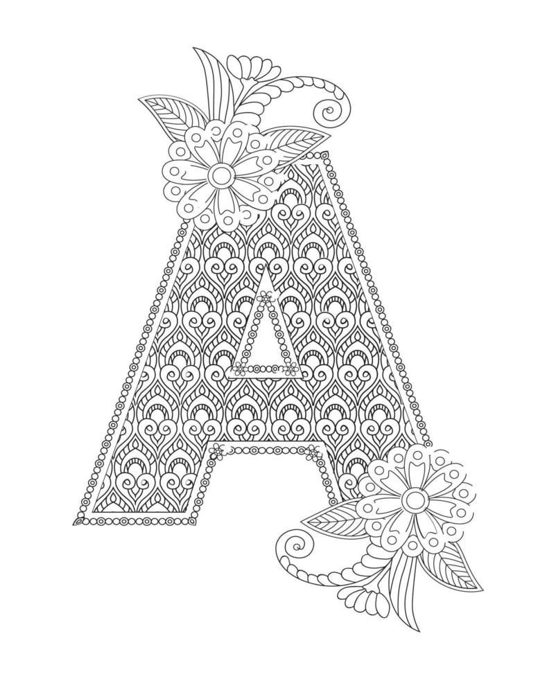 Alphabet coloring page.ABC coloring page vector