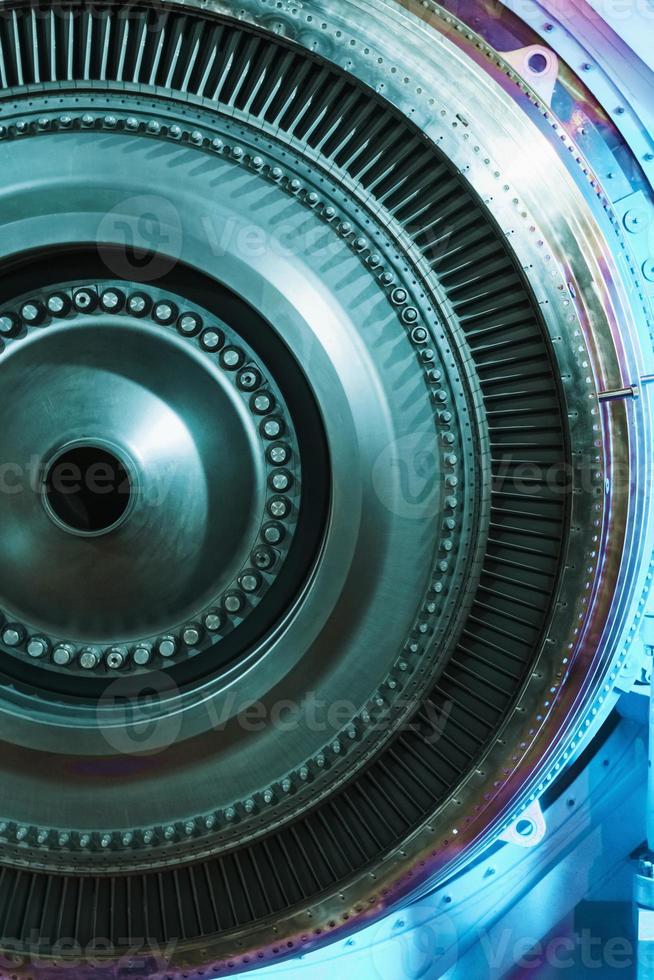 Disks with blades are a structural element of an aircraft turbine and a power plant with a turbocharger. photo