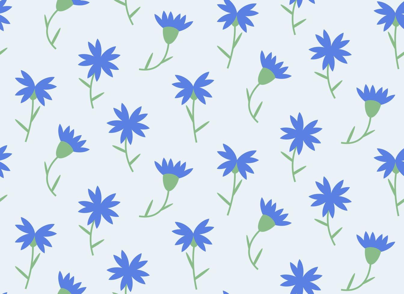 Seamless pattern with cornflowers. Texture with wildflowers in flat style. vector