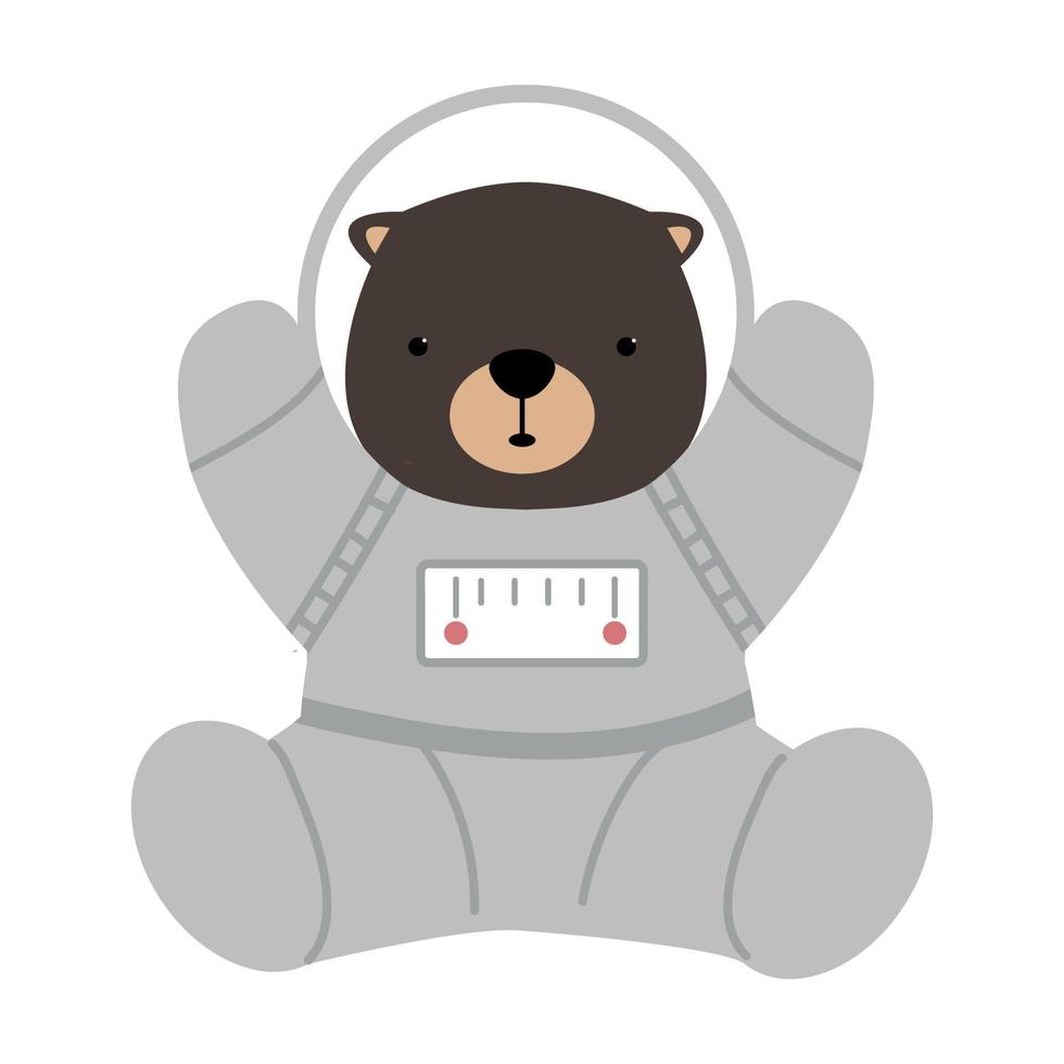 Cute Bear Astronaut Cartoon Vector