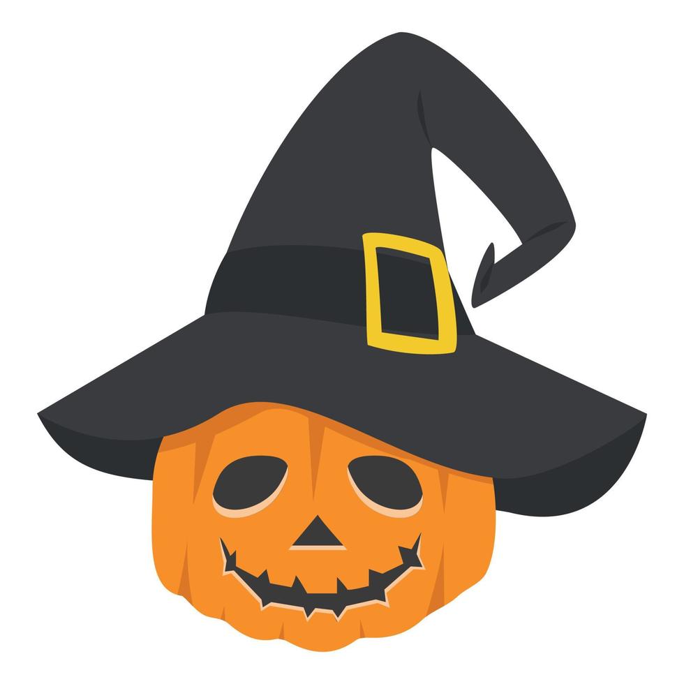 halloween pumpkin wearing witch hat vector