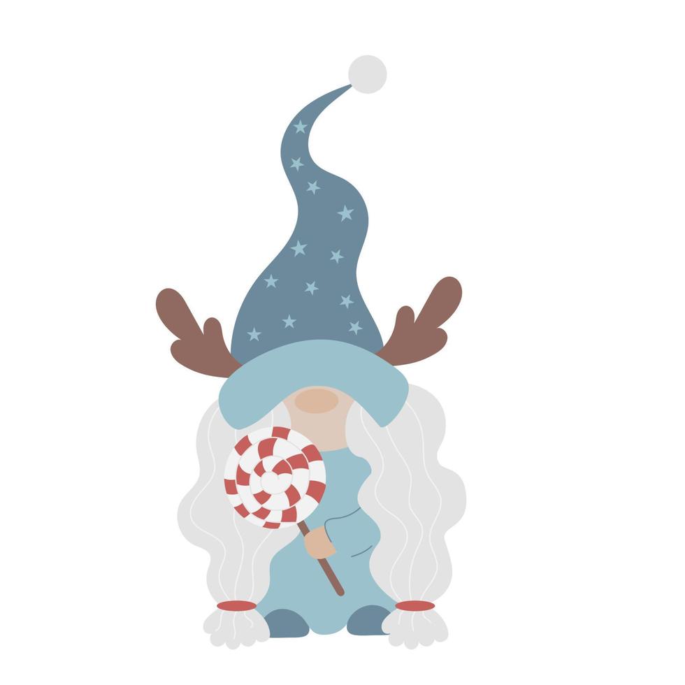 Sticker gnome girl with deer antlers vector