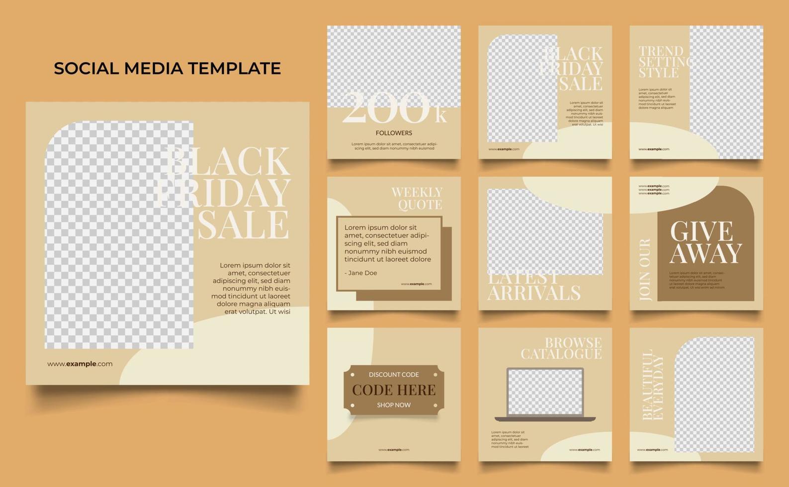 social media template banner fashion sale promotion in brown khaki color vector