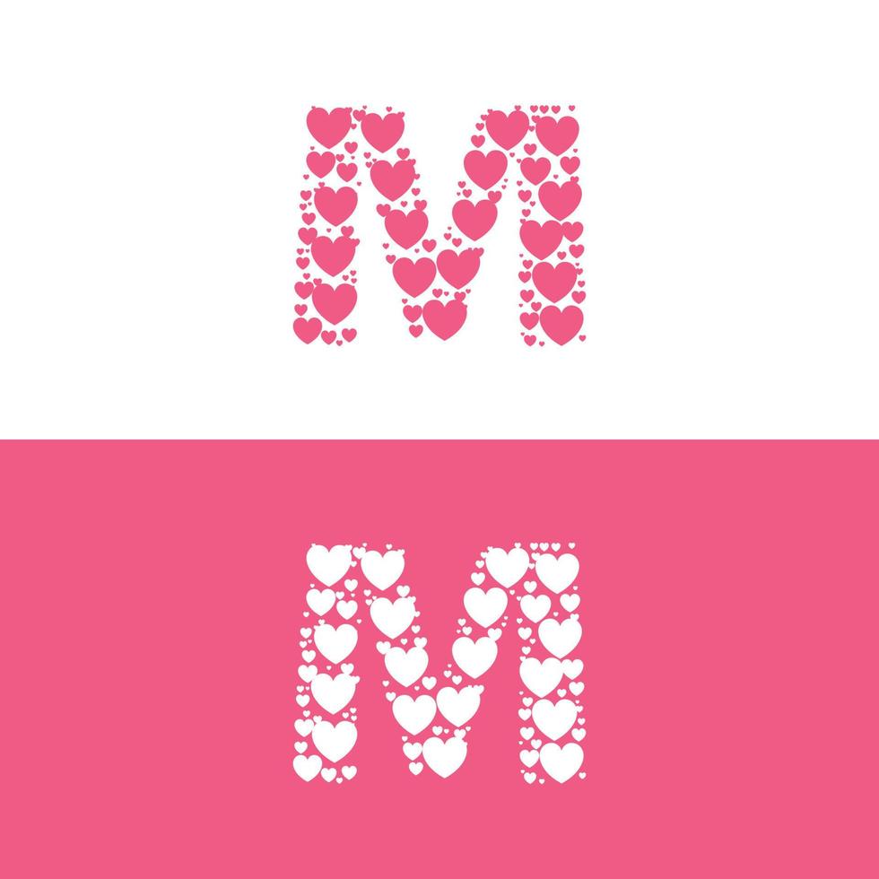 M love letter logo beauty vector