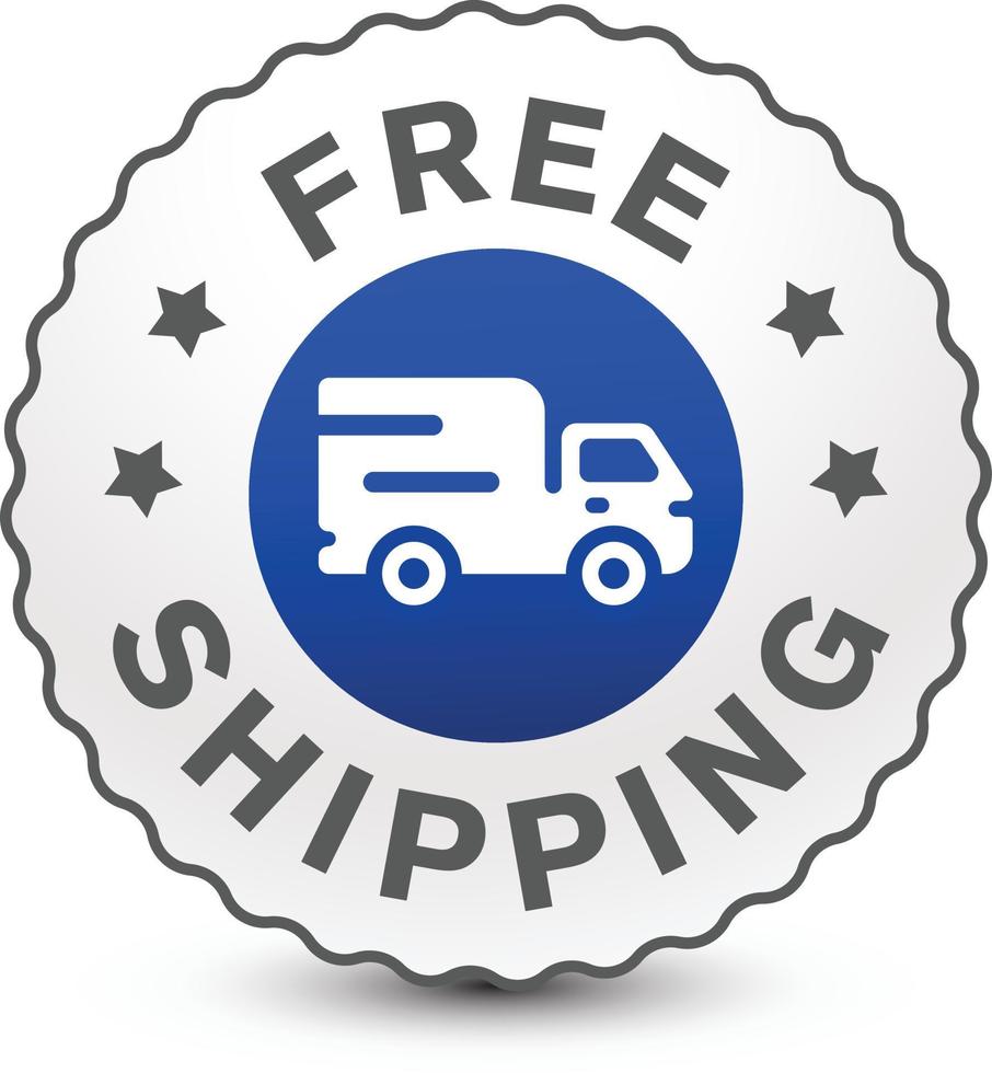 Simple gray colored free shipping delivery truck badge, symbol, icon isolated on white background. vector
