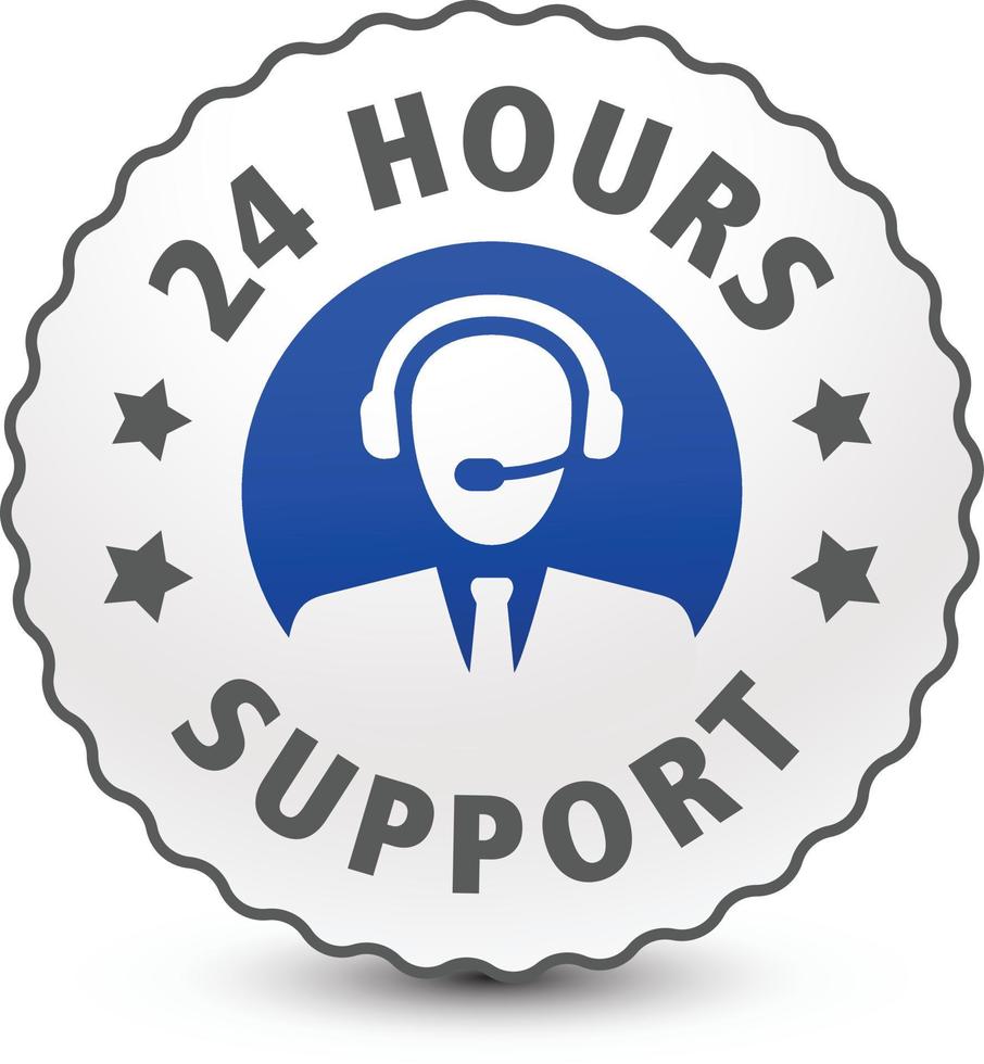 24 hours online customer support reliable icon isolated on white background. vector