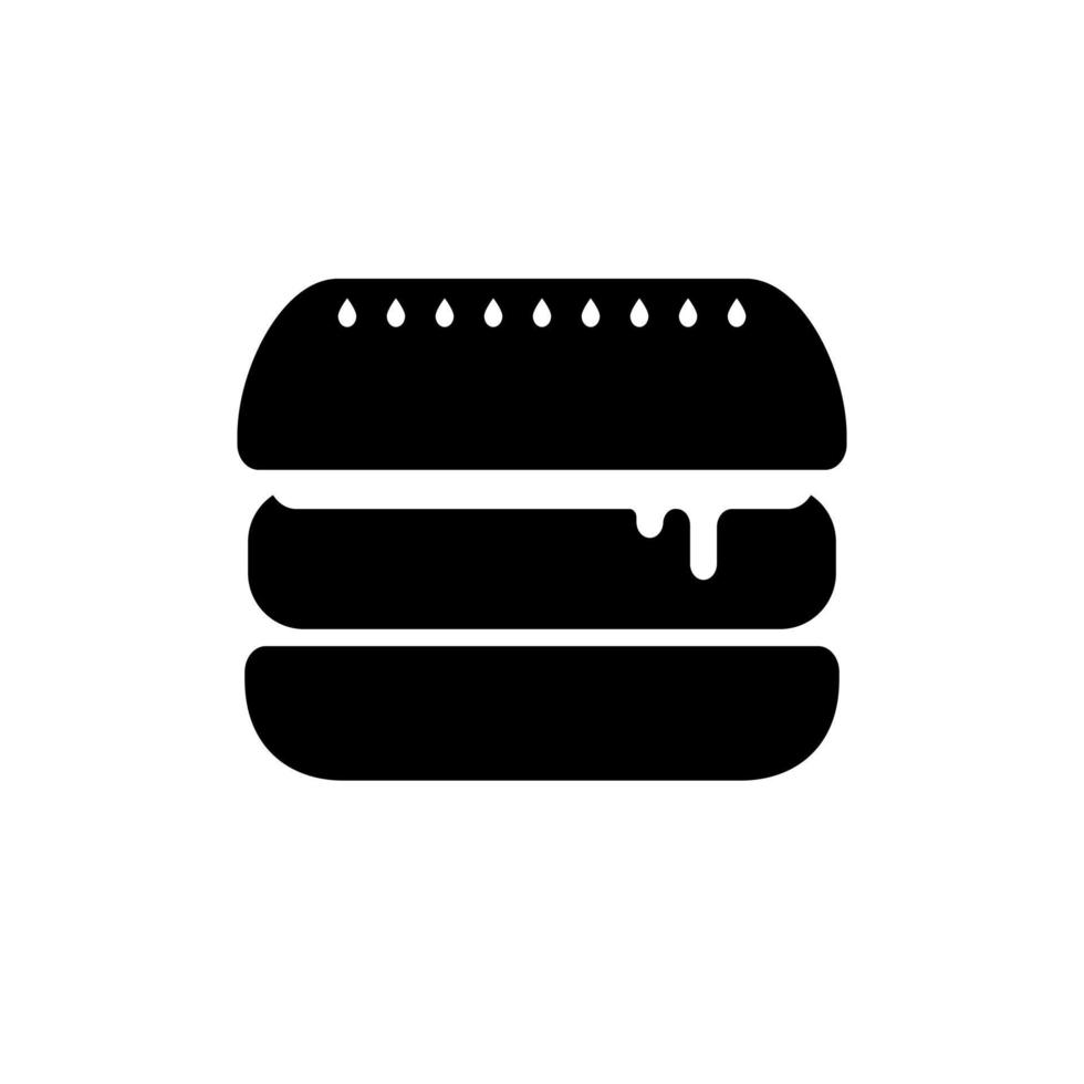 black and white burger icon on isolated background vector