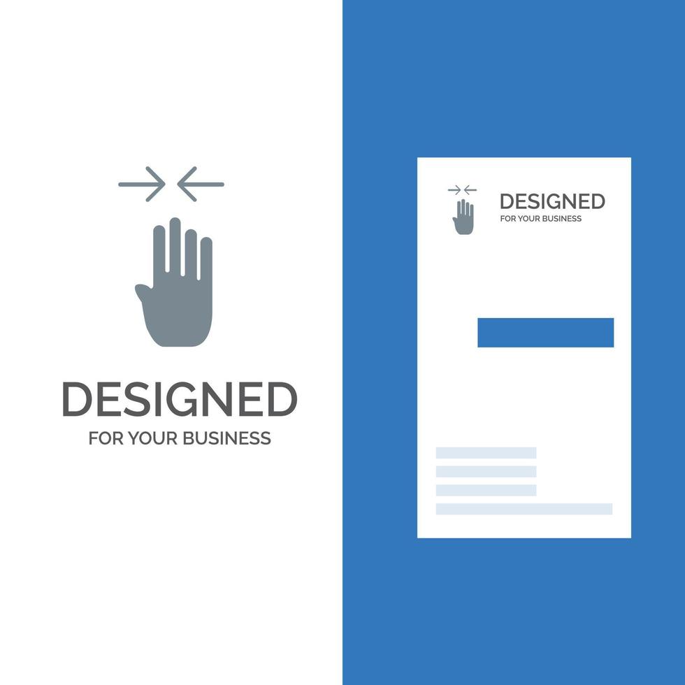 flecha gesto de cuatro dedos pellizcar diseño de logotipo gris y plantilla de tarjeta de visita vector