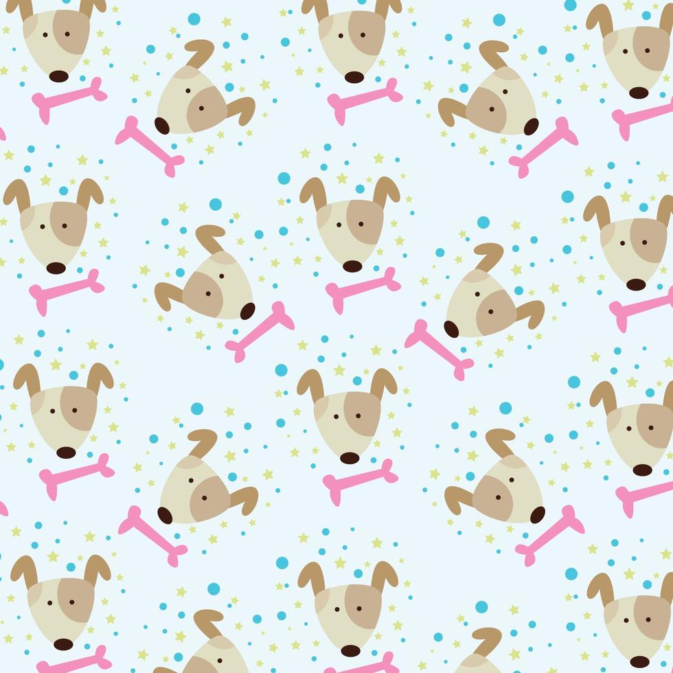 Seamless pattern with dog head and bones vector