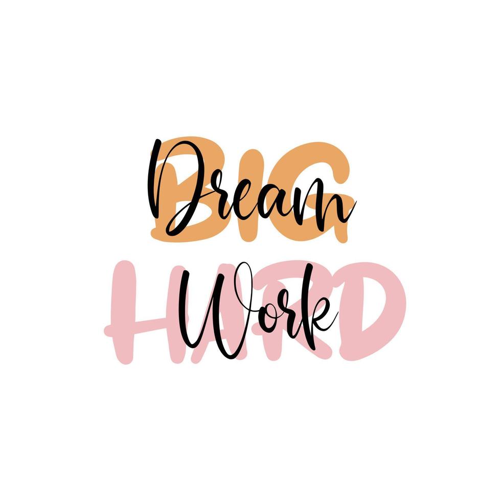 Motivational quote with words Dream Big Work Hard. vector