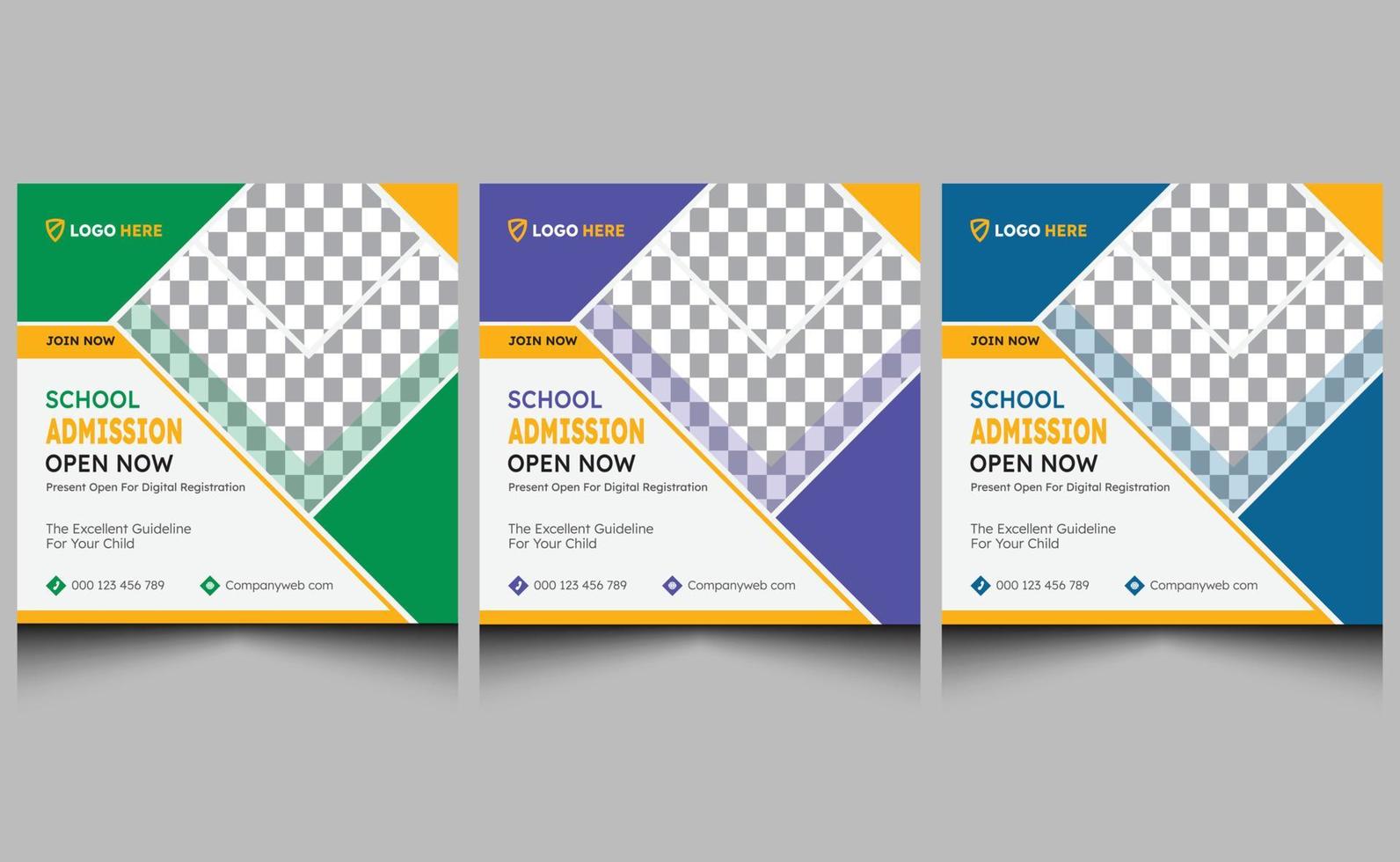 Elegant creative corporate modern professional square back to school admission education online digital marketing advertisement web banner social media post template design. vector