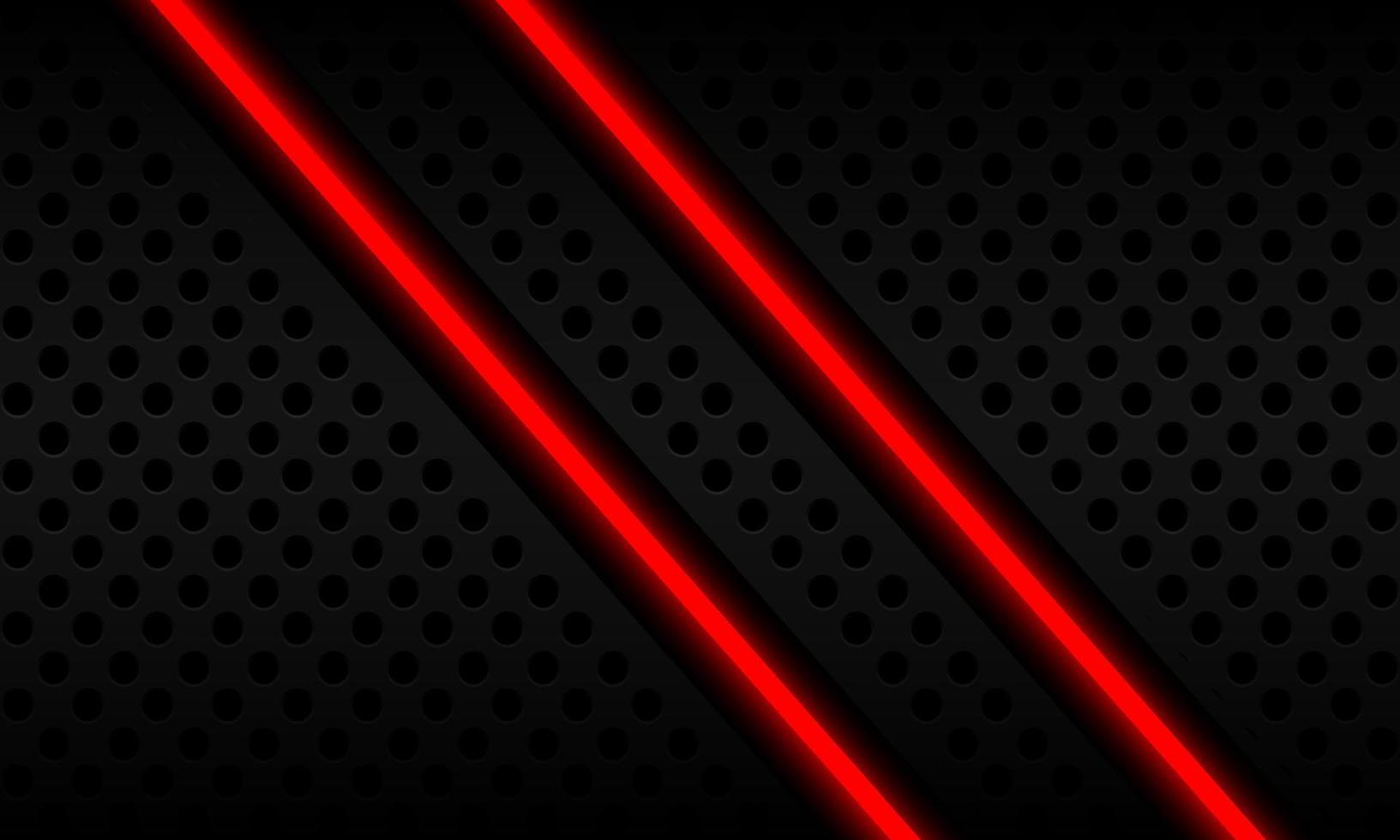 Abstract red neon light slash geometric on grey circle mesh metallic design modern luxury futuristic background vector