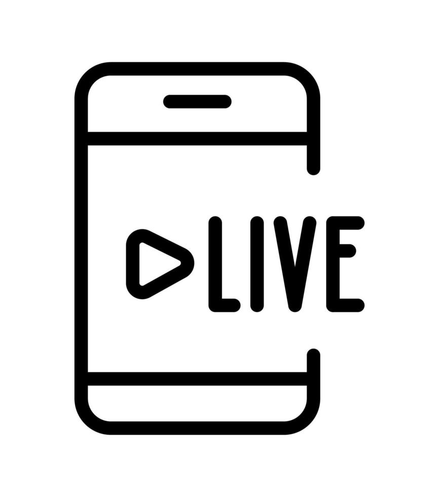 Video stream with mobile phone line vector icon. Symbol on theme of online education. live streaming and multimedia illustration for news, radio, TV or broadcasting