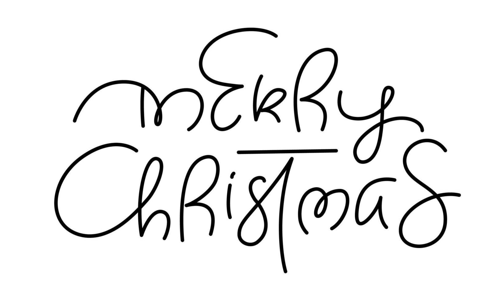 Feliz Navidad mano Letras texto de caligrafía aislado sobre fondo blanco. cita de elemento de ilustración de vacaciones de vector. frase caligráfica de escritura de Navidad vector