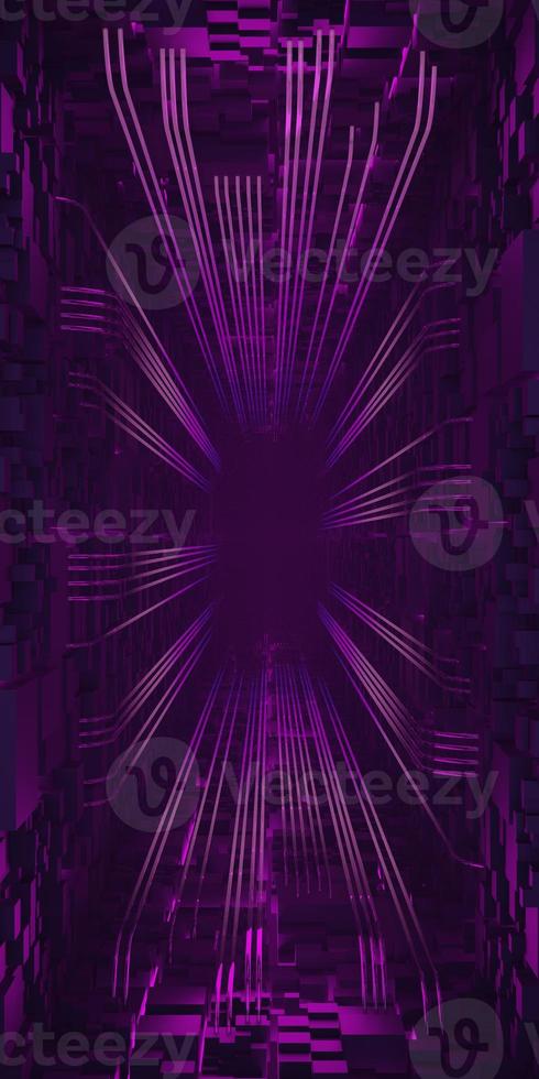3D rendering Cube abstract technology background with colored bright lighting under the cube. Vertical futuristic wallpaper. photo