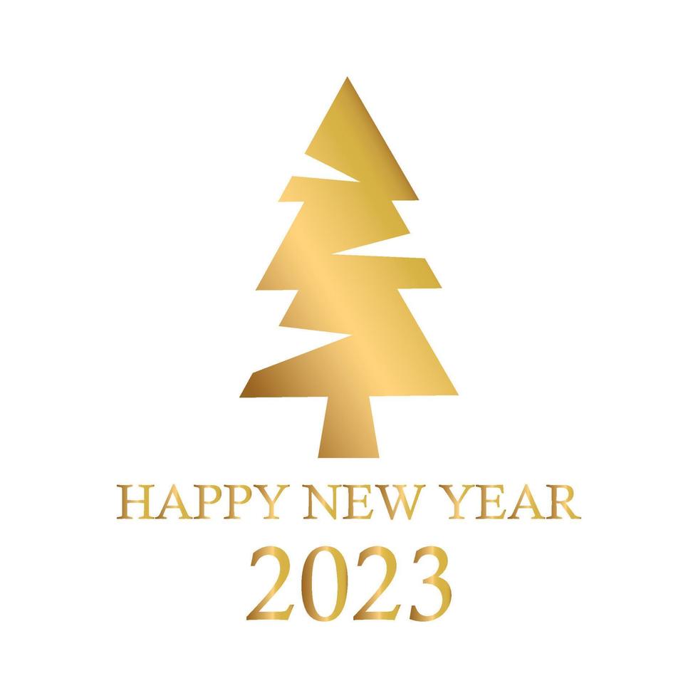 Abstract golden christmas tree, holiday symbol xmas, new year 2023 - Vector