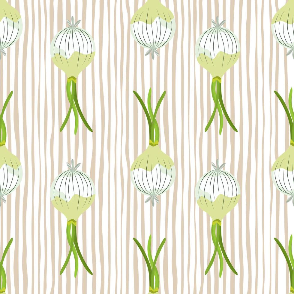 Hand drawn onion bulb seamless pattern. Onion in doodle style endless wallpaper. vector