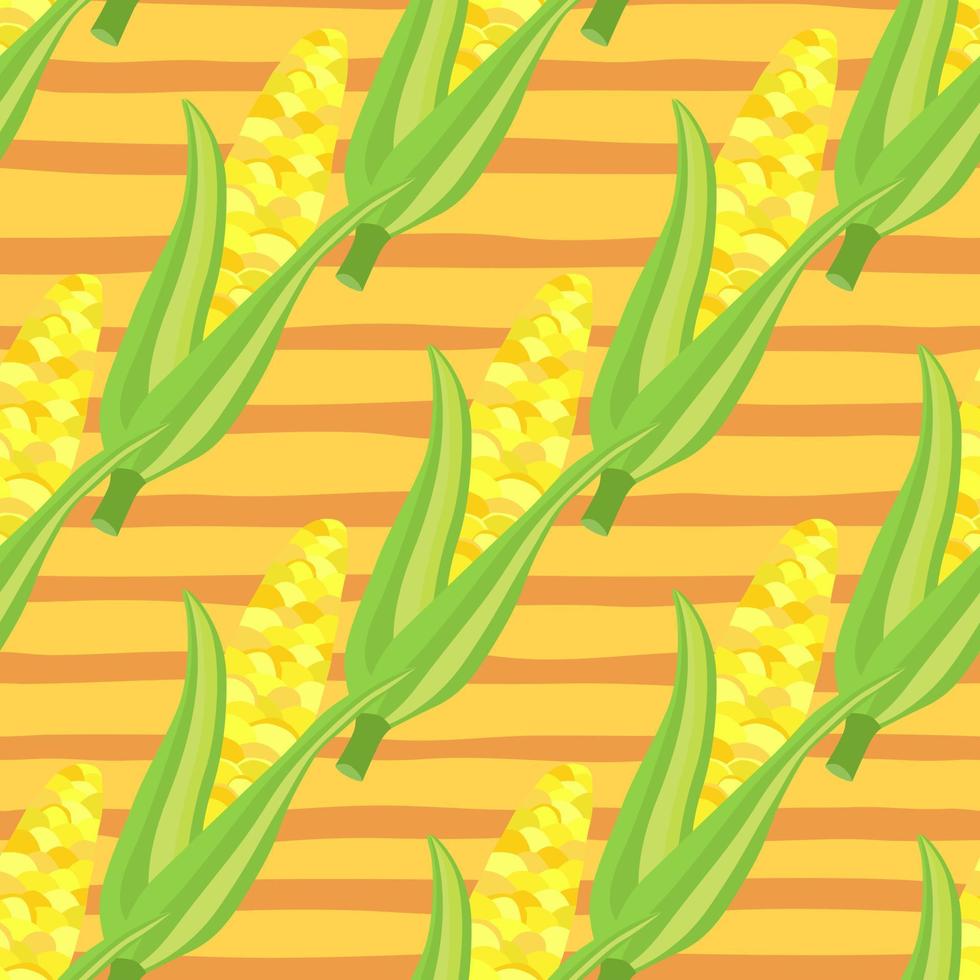 Corn plants seamless pattern. Corn cobs endless wallpaper. vector