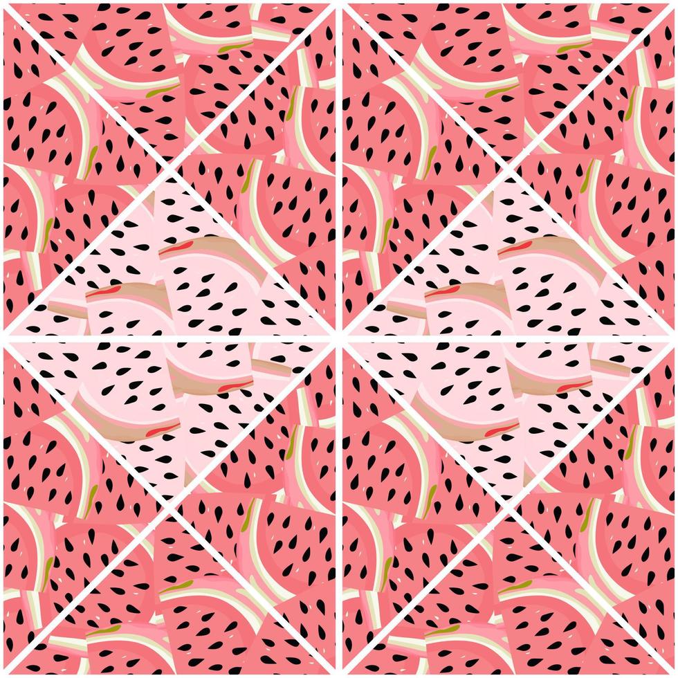Creative skin endless wallpaper. Abstract watermelon slices mosaic seamless pattern. vector