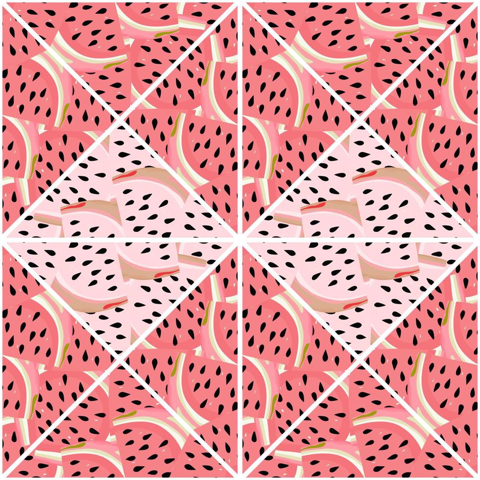 Creative skin endless wallpaper. Abstract watermelon slices mosaic seamless pattern. vector