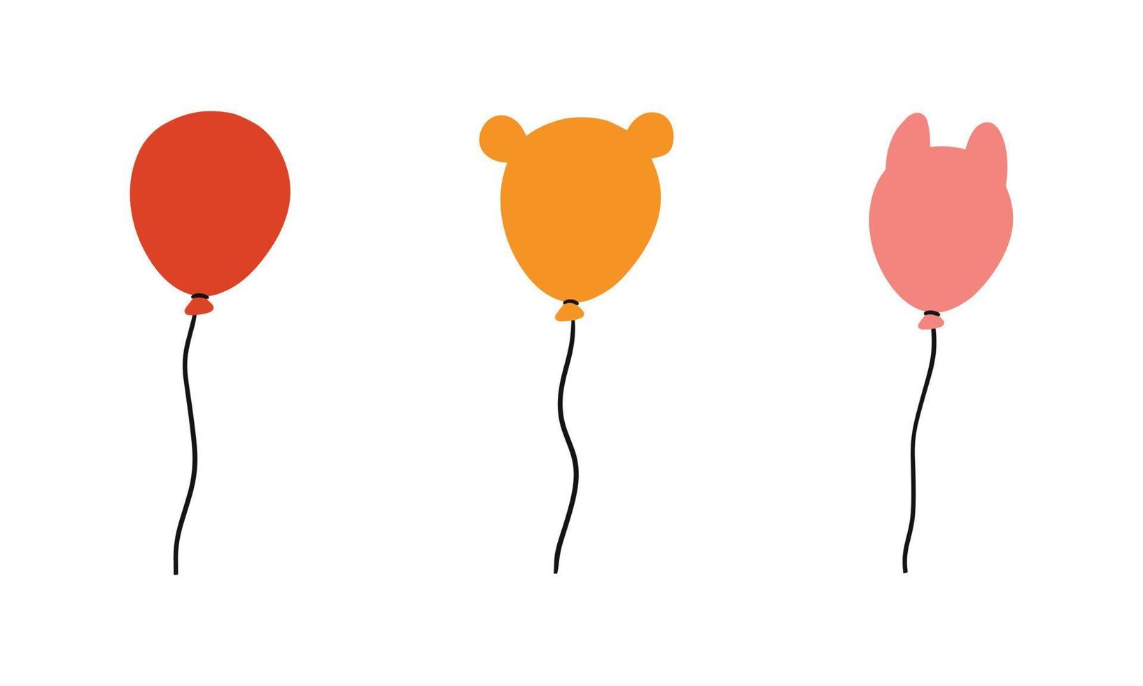 Set of cute balloon for design element. Collection of simple cartoon hand drawn illustration. vector