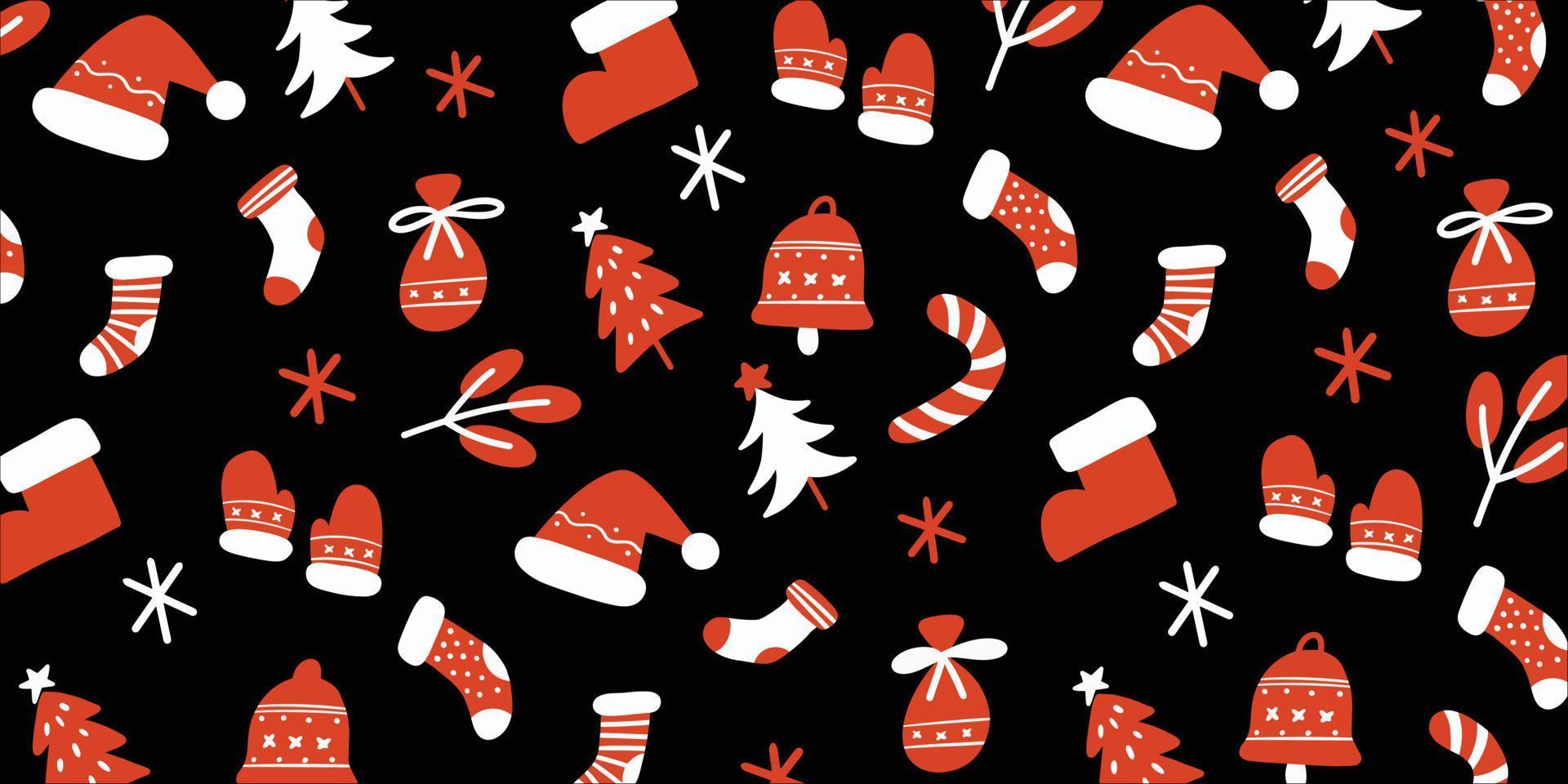 adornos navideños abstractos en un lindo estilo de diseño de patrón para fondo de dibujos animados y papel tapiz vector