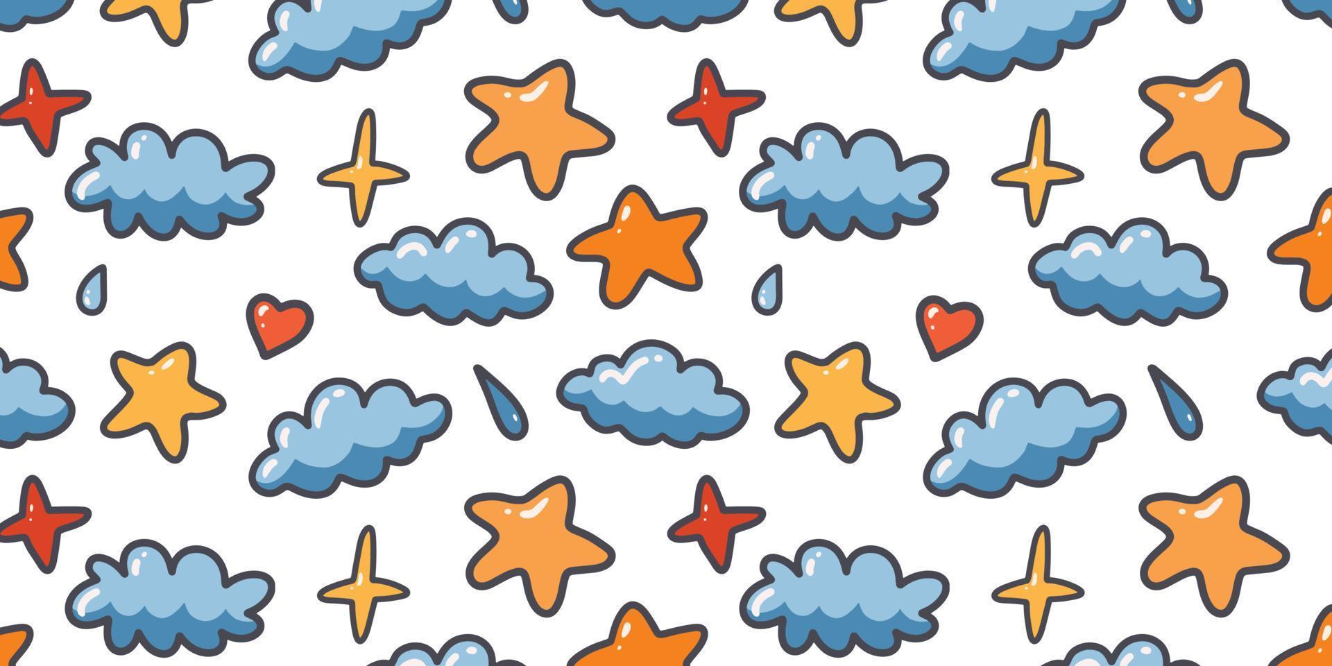 nubes abstractas y estrellas en un lindo estilo de diseño de patrón para  fondo de dibujos animados y papel tapiz 13153334 Vector en Vecteezy