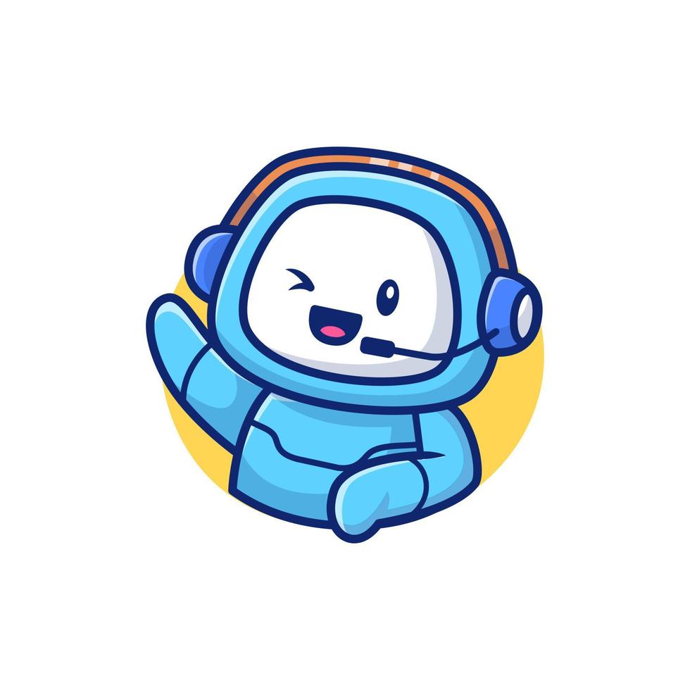 Cute Robot Cartoon Vector Icon Illustration. Technology Robot Icon Concept Isolated Premium Vector. Flat Cartoon Style