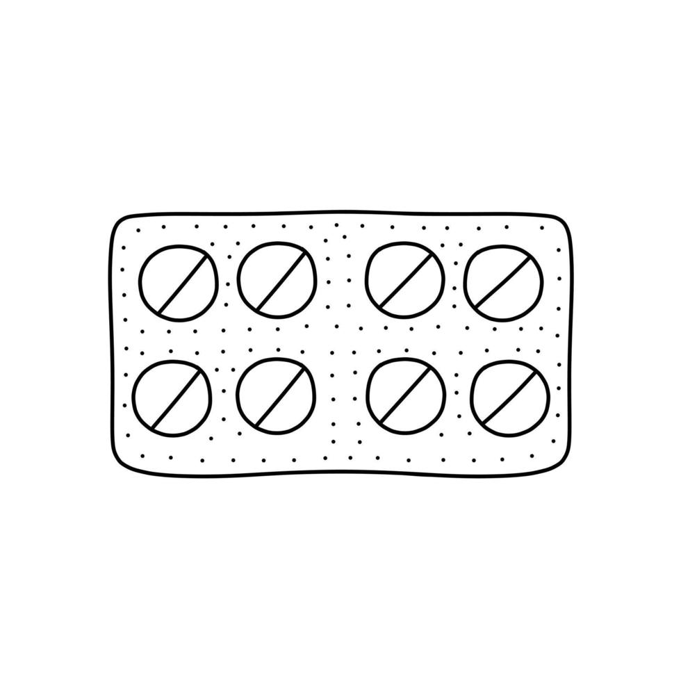 ilustración vectorial dibujada a mano de píldoras medicinales en estilo garabato. linda ilustración de un medicamento sobre un fondo blanco. vector